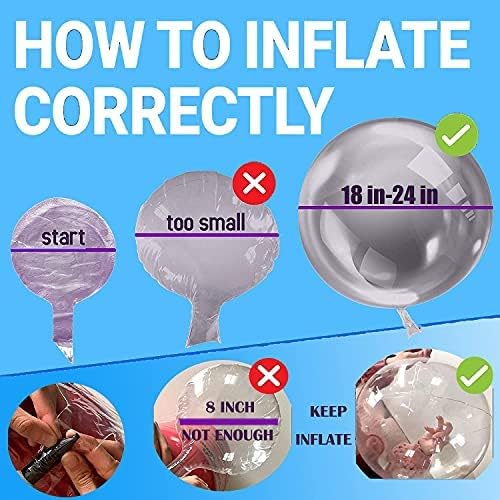 LED Balloons Light Up - Clear, Transparent, Bobo - Party, Birthday, Anniversary, Wedding (Blue, Battery Included)