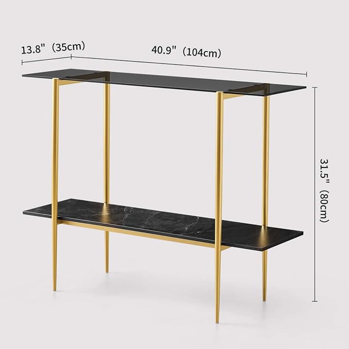 LumFurn Glass Console Table for Living Room, Foyer & Entrance, 2-Tiers - Image 2
