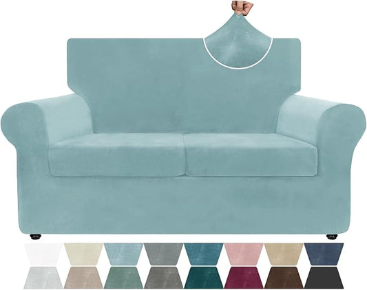 ZNSAYOTX Luxury Velvet Sofa Cover 3 Piece Stretch Loveseat Covers by ZNSAYOTX