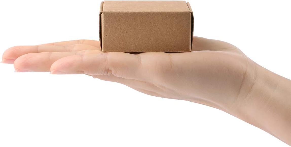 Sdootjewelry Mini Cardboard Boxes, 2.16"x 2.16" x 0.98" Mini Boxes, Jewelry Boxes Packaging 100 Packs, Brown Kraft Boxes for Ring Earrings