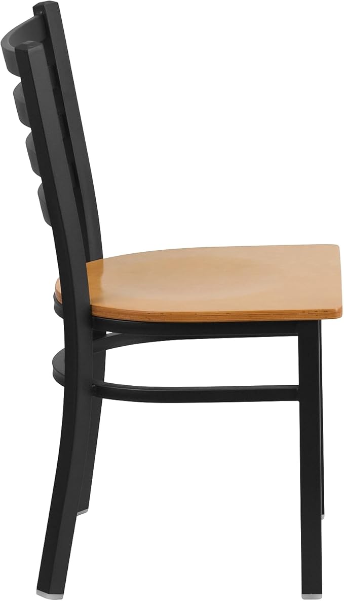 Flash Furniture 2 Pack HERCULES Series Black Ladder Back Metal Restaurant Chair - Image 7