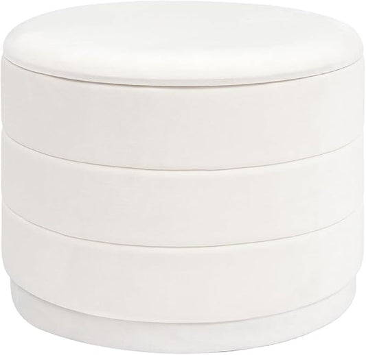 23" Upholstered Round Velvet Ottoman by CAIPINFUL