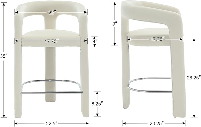 HNY 26 Inch Velvet Modern Tall Barrel Bar Stools Set of 2, Upholstered Barstools - Image 2