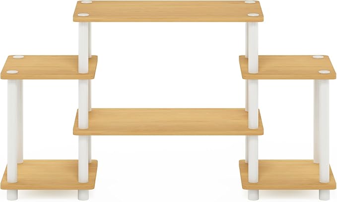 Furinno Turn-N-Tube No Tools Entertainment TV Stands, Beech/White, Square Corner - Image 7