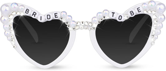 Bride Sunglasses for Bachelorette White Heart Glasses for Bride to Be Gift, Bachelorette Accessories Party Favors