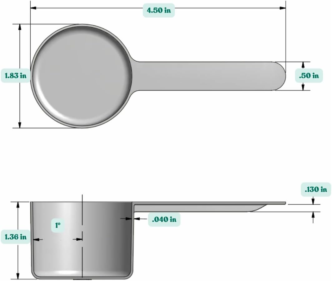 50 mL (50 CC | 1.69 Oz.) Long Handle Scoop for Measuring Coffee, Pet Food, Grains, Protein, Spices and Other Dry Goods (Pack of 100)