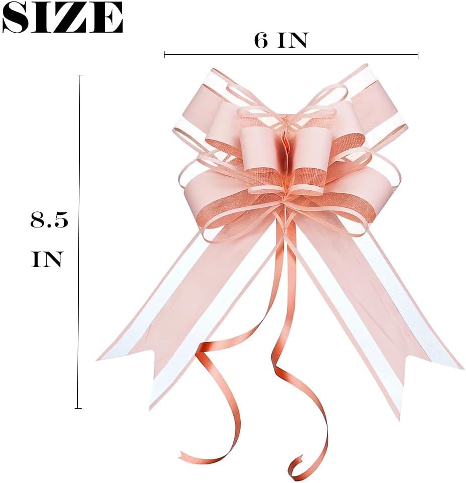 WEWILUCK Pull Bows for Presents - Large Light Pink Gift Bows for Gift Baskets, Flower Paper Wrapping, Ideal for Women, Party, Valentines Day, and More(6 inches, 15PCS)