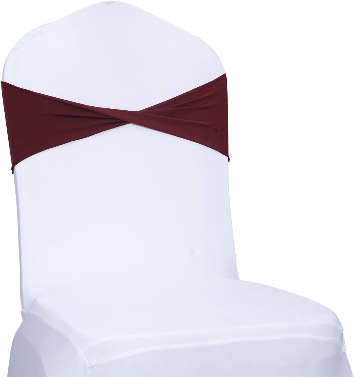 MDS Pack of 200 Spandex Chair Sashes Bows Elastic Stretch Dining Chair Bands Ties Without Slider Buckle Universal fits for Wedding Baby Shower Birthday Party Banquet Event Decoration - Burgundy