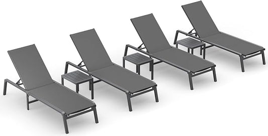 Ciokea Aluminum Foldable Lounge Chairs Set of 4 by CIOKEA