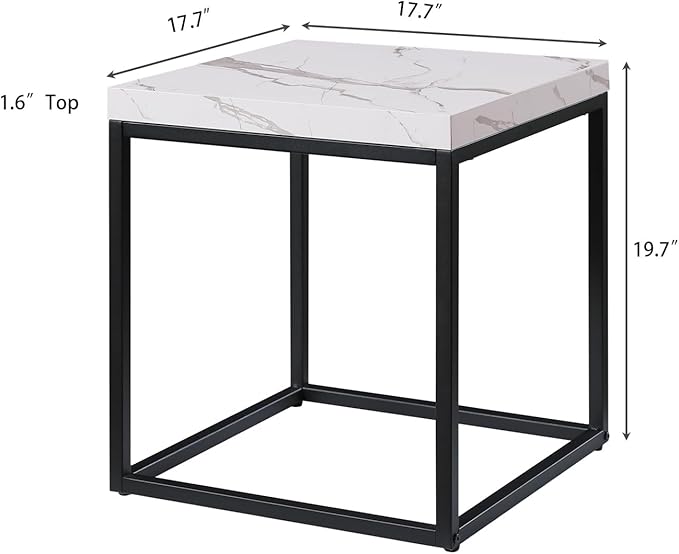 CENSI 18-Inch Marble Accent End Table/Side Table - Image 3