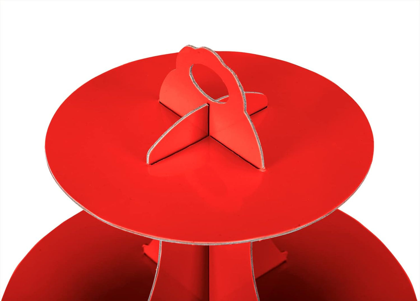 3-Tier Cupcake Stand, Cake Stand holder, Tiered DIY Cupcake Stand Tower for Dessert Table Displays, Birthday Theme Party Favors Decoration, Floral Tea Party, 12" W x 12.8" H, Red