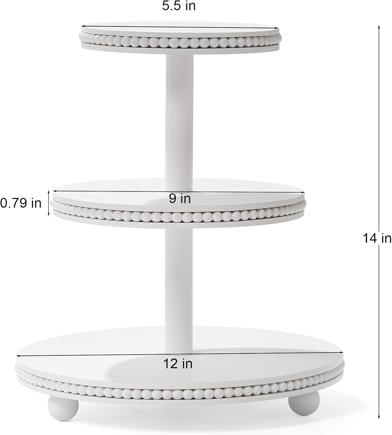 3 Tier Cupcake Stand Round,Wood Cupcake Stand with Beads,Tiered Cake Stand for 24 Cupcakes,Dessert Display Stand,Cupcake Tower for Party, Wedding, Birthday, Home Decor
