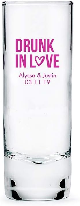 WEDDINGSTAR Personalized 2.5oz Tall Shot Glass Customizable Full Color Print - 12 pack