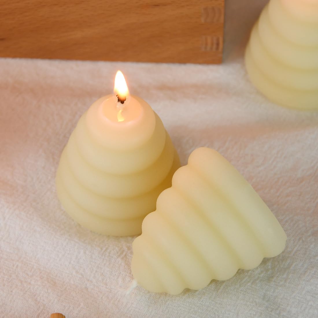 Pack of 12 Beeswax Votive Candles - Beehive Shape Novelty Candle, Perfect Thank You Gift for Mom & Wife or Guest Gifts for Baby Shower bee Theme - Cream White