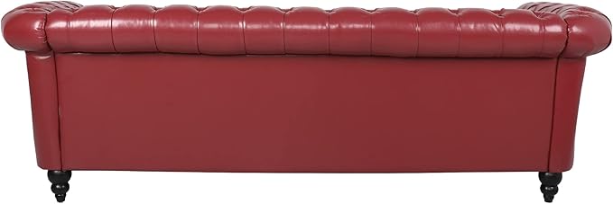 LEVNARY Chesterfield Sofa, Classic Tufted Upholstered Leather Couch, Modern 3 - Image 7