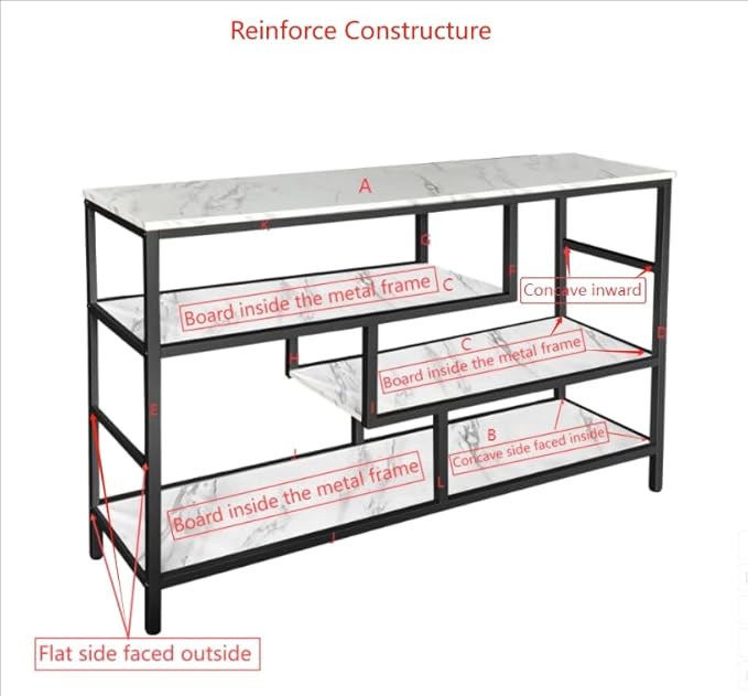 AT-VALY Console Table with Storage Shelves, Sofa Table Entryway Table with Faux - Image 4