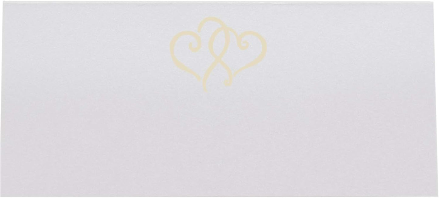 Linked Hearts Place Cards, Ivory (Choose Color), Set of 25, Pre-cut and Scored - Wedding, Party, Dinner, and Special Events - Made in the USA