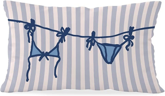 Beachy Throw Pillow Cover 12x20, Trendy Indoor Outdoor Lumbar Pillow Cover by Unknown