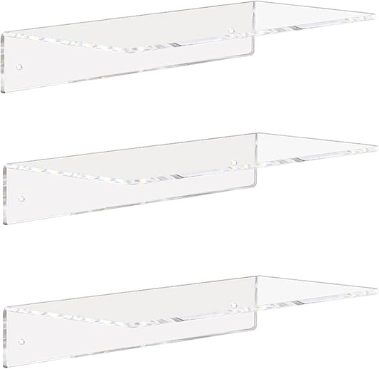 Weiai Clear Acrylic Shelves 12 Inch, Floating Wall Mounted Shelf by Weiai