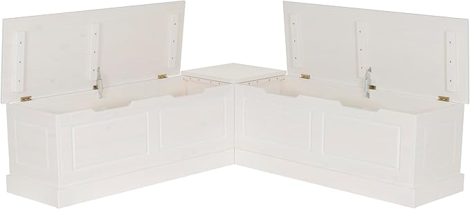 Linon Harris White Solid Pine Backless Nook - Image 9