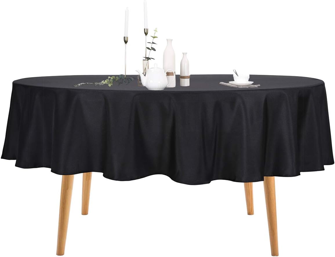 Ascoza 6pack 70 Inch Black Round Tablecloth in Polyester Fabric for Wedding/Banquet/Restaurant/Parties