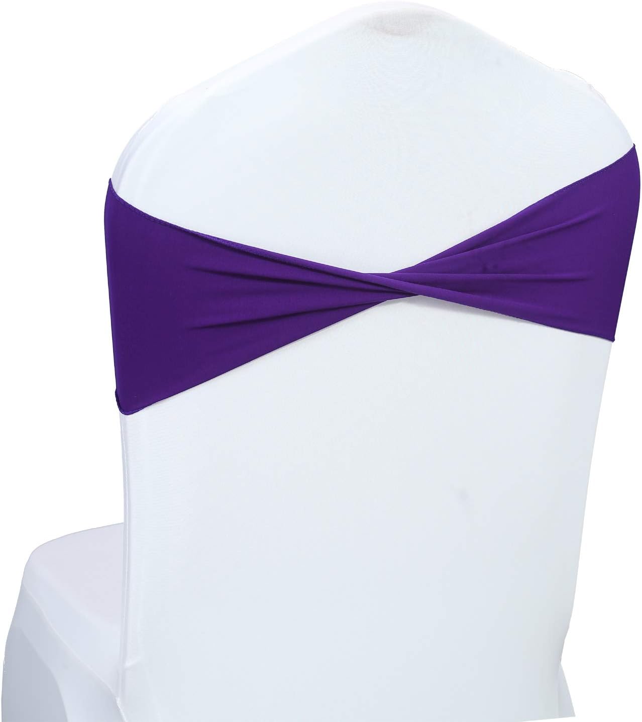 VDS Pack of 250 PCS | Purple | Spandex Chair Sashes Bows Without Buckle | Stretch Elastic Banquet Universal Folding Chair Band Tie with for Wedding Party Conference Celebration Event Decoration