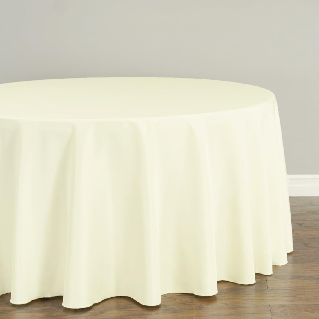LTC LINENS 5 Pack 108 Inch Round Tablecloths Ivory - Great for 48 Inch Round Table Floor Length - Wrinkle Resistant Polyester Fabric Cloth for Wedding