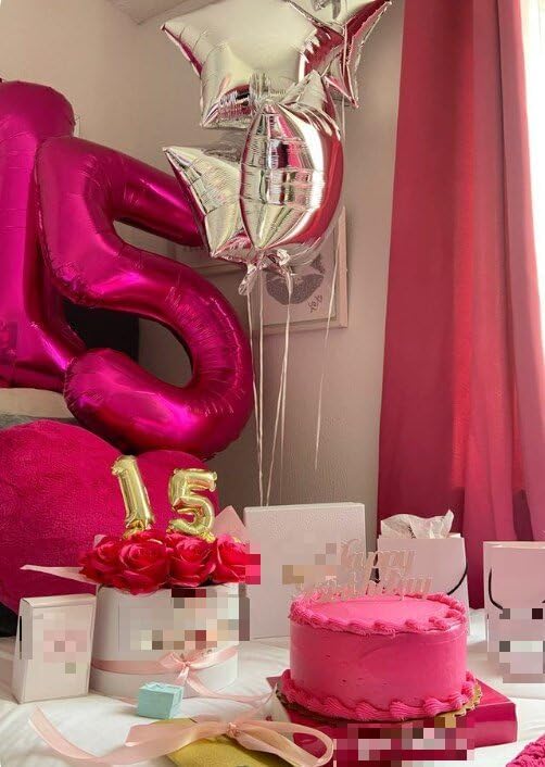 Hot Pink 40 Inch Large Number 5 Birthday Balloon, 2025 Five 5th 15 25 35 50 55 Birthday Celebration Decorations, Foil 5 Mylar Helium Number 5 Balloons Girl Boy Anniversary Party Supplies