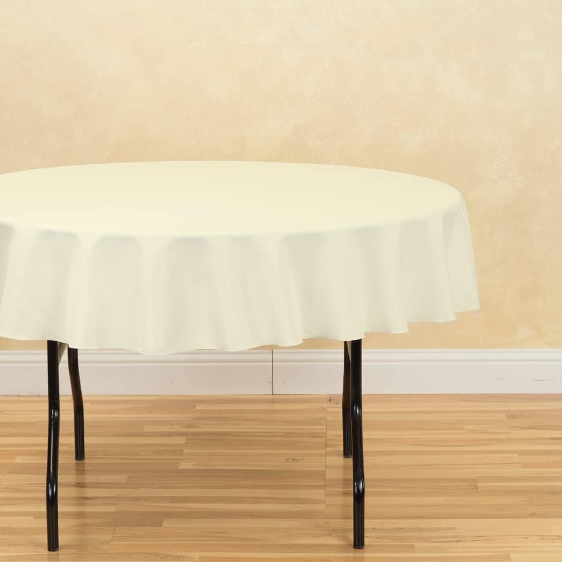 LinenTablecloth 70-Inch Round Polyester Tablecloth Ivory