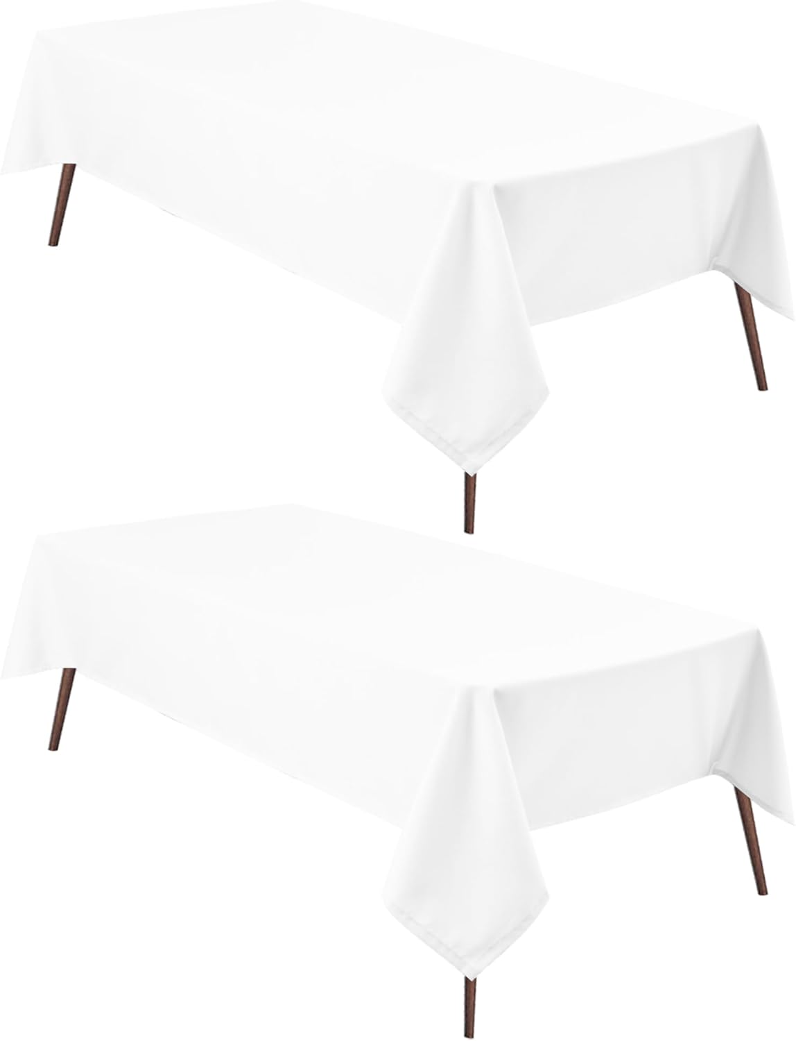 Hiasan 2 Pieces White Rectangle Tablecloth - Waterproof and Spillproof Restaurant Washable Polyester Table Cloth for Dining Room, 90 x 156 Inch