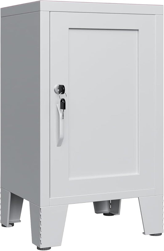ALBAD Metal Nightstand with Lockable Cabinet, Compact Mini Locker Bedside Table by Albad