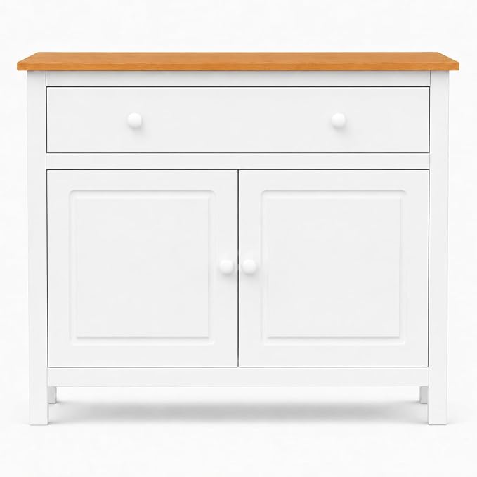 From the Tree Furniture 44" Wide White & Pine Top Solid Pine Shaker Sideboard - Image 3
