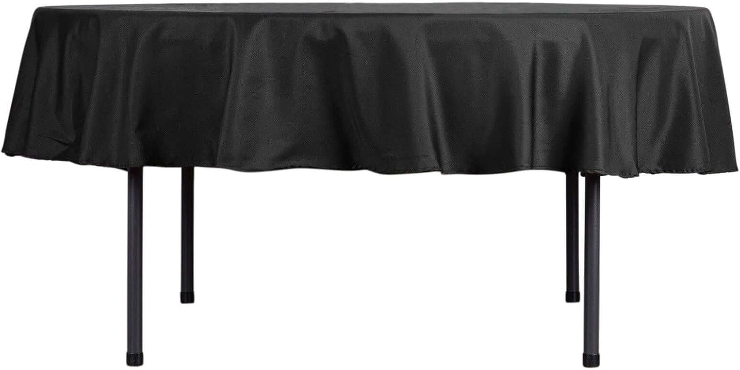 Efavormart Round Tablecloth, 90 Inch Stain & Wrinkle Resistant Washable Table Cloth, Decorative Polyester Fabric Table Cover for Banquet, Wedding, Dining- Black