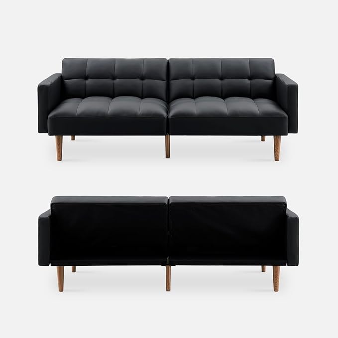 mopio 76.4" Futon Sofa Bed, Sleeper Sofa, Mid Century Modern Futon Couch - Image 9