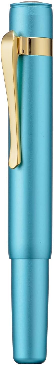 HONG DIAN M2 Black Forest Mini Fountain Pen, Extra Fine Soft Nib & Sleek Shape Aluminium Short Pocket Travel Pen (Lake Blue)