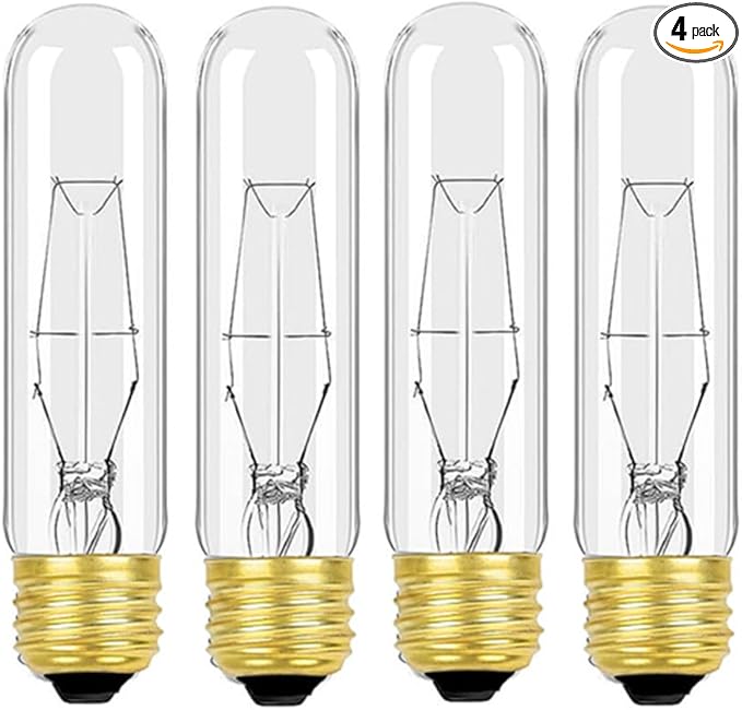 25 Watt T10 Clear Tubular Incandescent Light Bulb, T10 Bulb, Vintage Style by MMBGJKG
