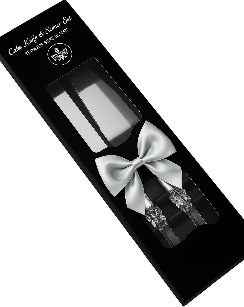 Adorox Cake Knife and Server Set Acrylic Stainless Steel Faux Crystal Handle Holiday Thanksgiving Christmas