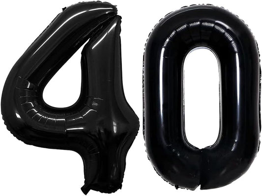 GOER Number 40 Balloons for 40th Birthday Party Decorations,42 Inch Jumbo Foil Helium Balloons for 40th Anniversary (Black)
