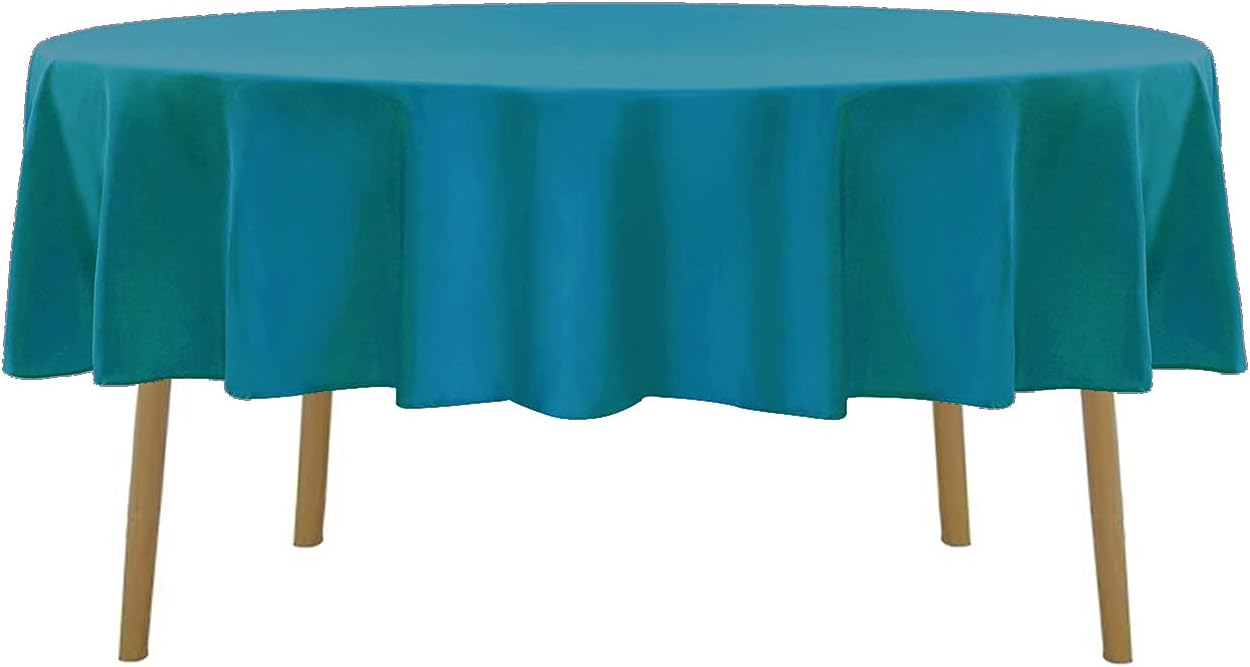 70 inch Round Tablecloth Washable Polyester Table Cloth Decorative Table Cover for Wedding Party Dining Banquet（70 inch, Caribbean Blue）