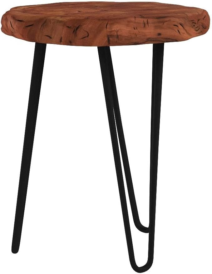 WELLAND Unique Shape Date Tree End Table Live Edge Side Table Plant Stand - Image 5