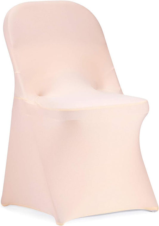 Peomeise Stretch Spandex Folding Chair Cover for Wedding Party Dining Banquet Event (Blush Pink,6pcs)