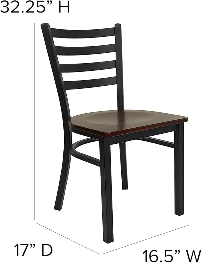 Flash Furniture 2 Pack HERCULES Series Black Ladder Back Metal Restaurant Chair - Image 3