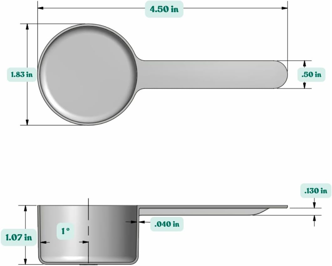 39 mL (8 Teaspoon | 1.32 Oz. | 2.63 Tablespoon) Long Handle Scoop for Measuring Coffee, Pet Food, Grains, Protein, Spices and Other Dry Goods (Pack of 1)