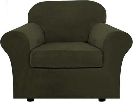 H.VERSAILTEX Rich Velvet Stretch 2 Piece Cover Chair Slipcover Sofa Cover by HVERSAILTEX