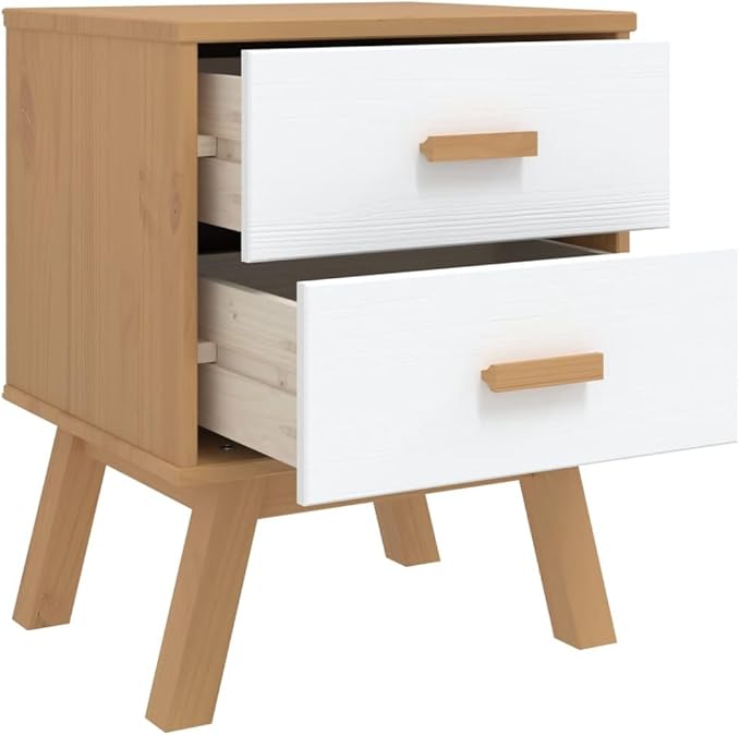 Scandinavian Style Bedside Cabinet in White and Brown - Image 6