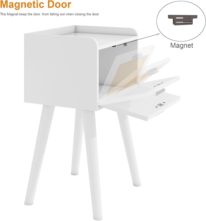 LAATOOREE Nightstand Set of 2, Small White Bedside Table, End Table - Image 8