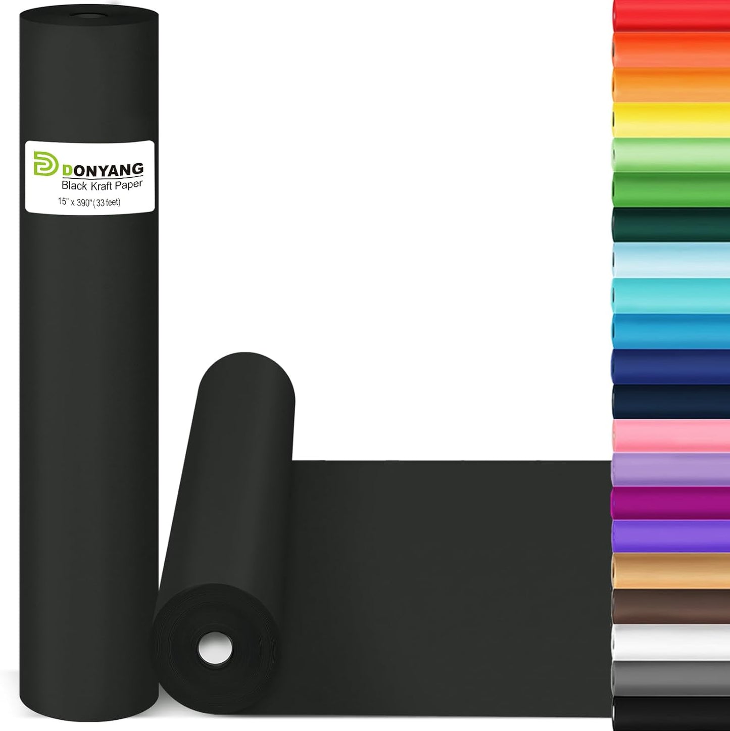 Black Wrapping Paper 15"x390", Wrapping Paper Kraft Paper Roll for Poster Bulletin Board, Art Paper, Poster Easel Drawing Decorative Paper Roll for Birthday, Father’s Day, Birthday, Bouquet Flower