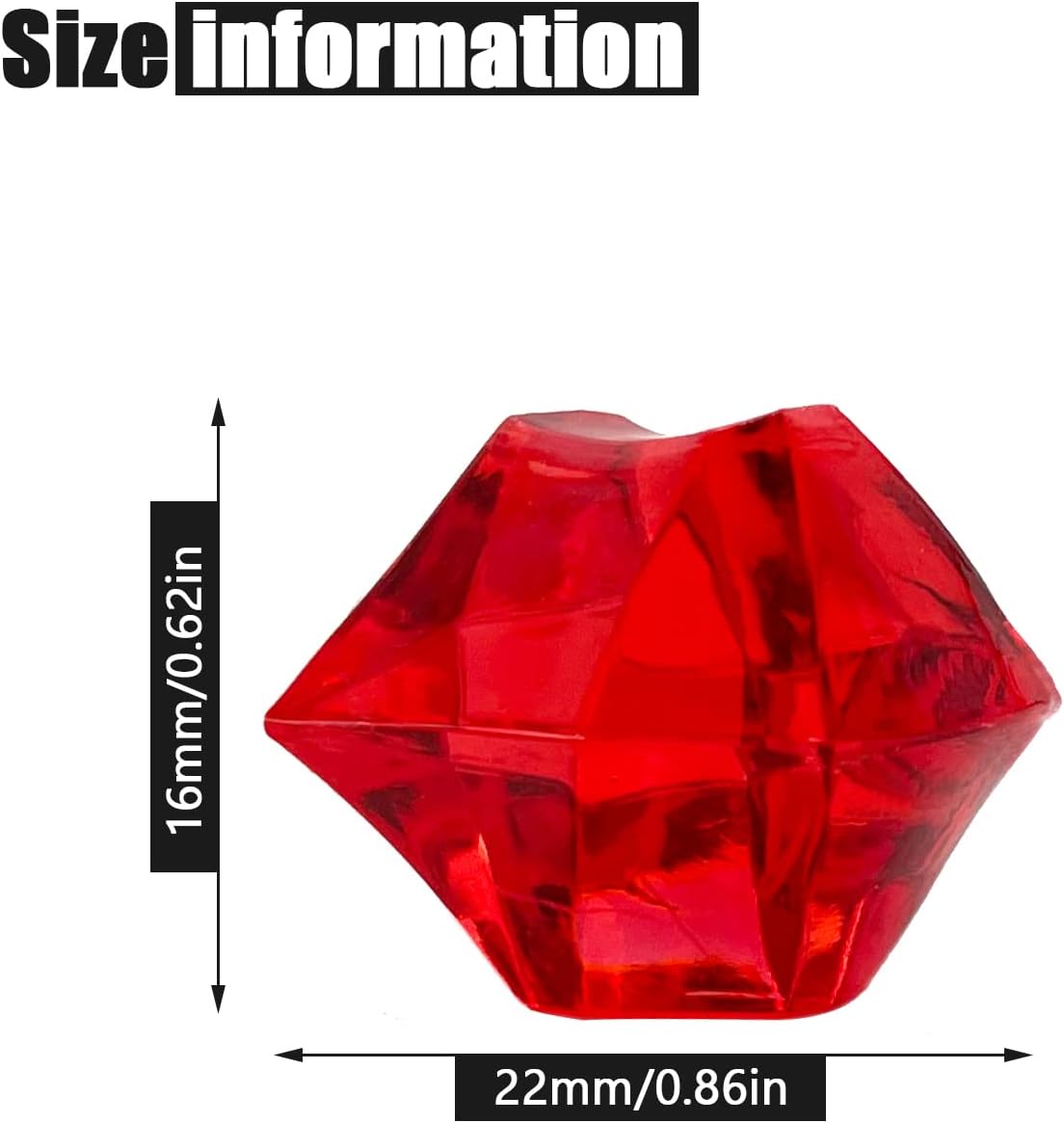 Vase Fillers,150 pcs 16 * 22 mm Red Fake Crushed Ice Cubes, Red Plastic Artificial Acrylic Rocks Acrylic Decor