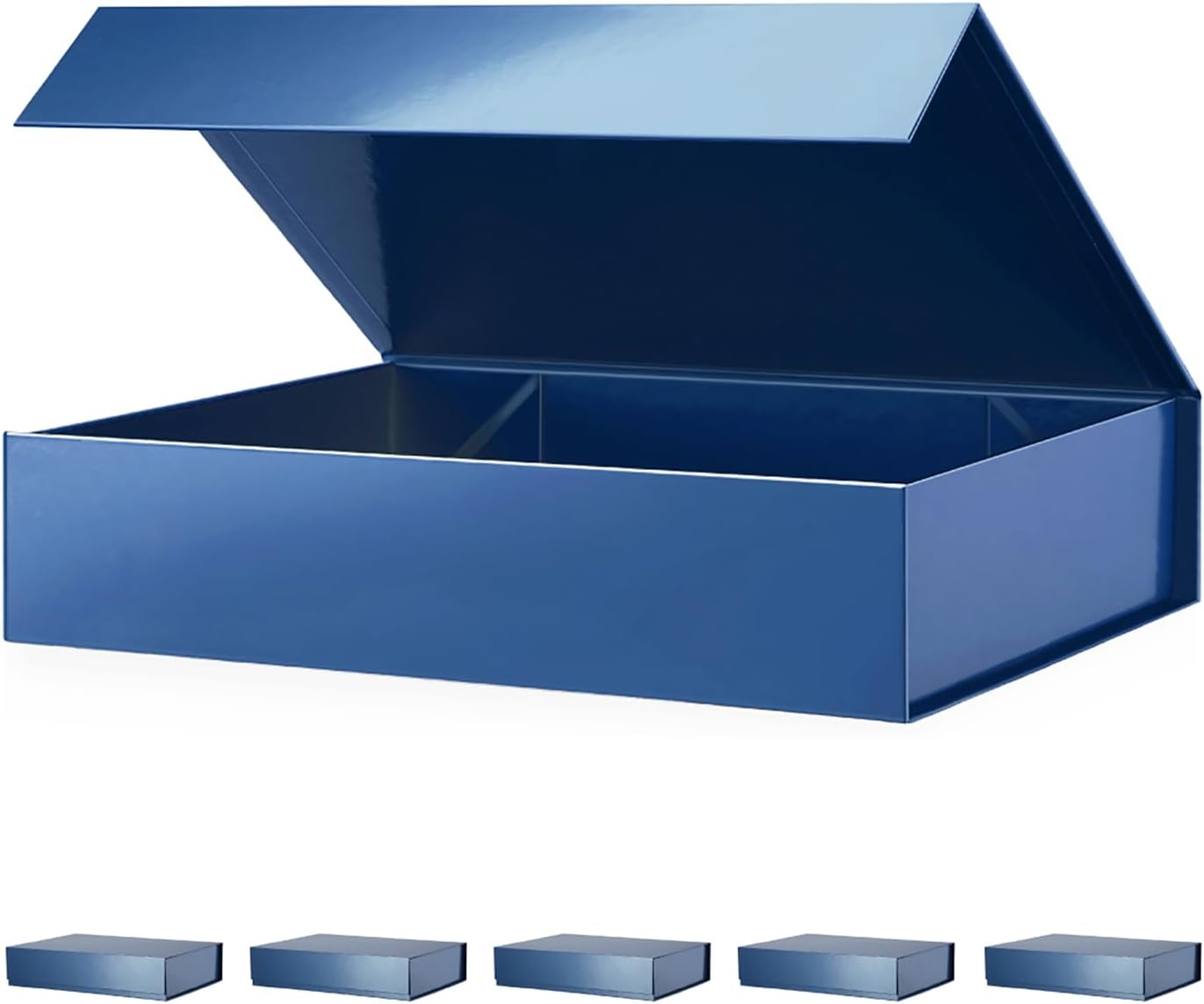 PACKHOME 6 Gift Boxes 11.5x8x2.5 Inches, Sturdy Shirt Boxes with Magnetic Lids for Multiple Occasions (Glossy Blue)