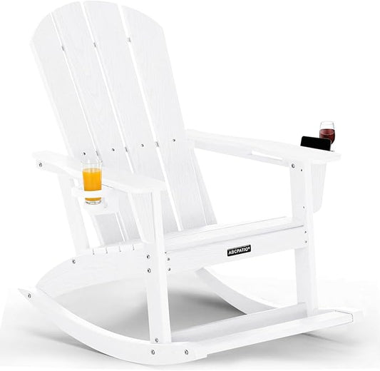 Outdoor Oversized Adirondack Rocking Chairs, All Weather HDPE Patio Rocking by ABCPATIO